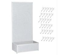 Freestanding Pegboard Tool Organizer with Base - Large Metal Display Stand for Garage Storage and Workshop Organization