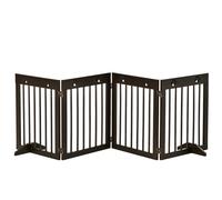 PawHut Pet Gate 4 Panel Wooden Dog Barrier Folding Fence w/ Support Feet | TJ Hughes