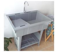 Freestanding Plastic Laundry Sink With Washboard,Utility Sink Laundry Tub For Washing Room,portable Sink Hand Wash Station,outdoor Sink With Hose Hook Up,outdoor Sinks For Backyard,garden(Gray)