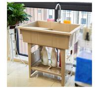 Freestanding Plastic Laundry Sink With Washboard,Utility Sink Laundry Tub For Washing Room,portable Sink Hand Wash Station,outdoor Sink With Hose Hook Up,outdoor Sinks For Backyard,garden(Brown)
