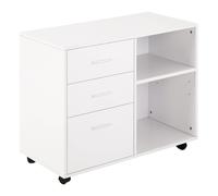 Freestanding Printer Stand Unit Office Desk Side Mobile Storage w/ Wheels 3 Drawers