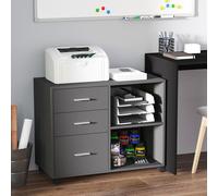 Freestanding Printer Stand Unit Office Desk Side Mobile Storage w/ Wheels 3 Drawers