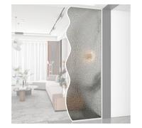 Freestanding Privacy Room Divider Floor-to-Ceiling Decorative Partition Screen Iron Frame Tempered Glass for Restaurant & Hotel Dining Areas (White 47.2"x11.8")