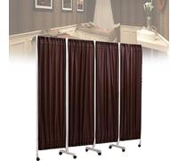 Freestanding Privacy Screen - 4 Panel Fabric Partition with Lockable Wheels for Medical Facilities