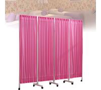 Freestanding Privacy Screen - 4 Panel Fabric Partition with Lockable Wheels for Medical Facilities