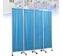 Freestanding Privacy Screen - 4 Panel Fabric Partition with Lockable Wheels for Medical Facilities