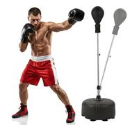 Freestanding Reflex Speed Punching Bag with Stable Fillable HDPE Base Heavy Duty Steel Support Rod Height Adjustable Boxing Speed Ball Training Equipment for Adult Teen Kid MMA Cardio Reaction Stress