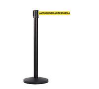 Freestanding Retractable Barrier Authorised Access Only Stell, Plastic 101.5 cm Black