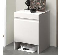 Freestanding Robot Vacuum Storage Cabinet with Doors - Modern WoodSide Table for Home Office Living Room & Kitchen - Stylish White Shelf for Robot Cleaners
