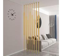 Freestanding Room Divider｜5/8pcs Ceiling to Floor Partition Post Metal Slats with Adjustable Foot｜Gold Privacy Screen Space Separator Pillars for Studio Apartment(5pcs-A,170cm/67in/5.6ft)