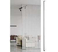 Freestanding Room Divider Post Retractable 7.8ft Tall Partition for Office Kids Room Pet Area Stylish Black & White Wooden Wall Decor Versatile Space Divider