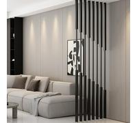 Freestanding Room Divider Post, Space Separator Pole Metal Slats, Modern Black Privacy Screens for Indoor Partition Column, Entrance Hall Hotels Decor Pillars, 5/8pcs(5pcs-A,170cm/67in/5.6ft)