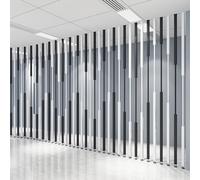 Freestanding Room Divider Privacy Screen, No Drilling Space Separator with Hollow Decor Columns for Home and Office