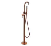 Freestanding Rose Gold Bathtub Faucet with Hand Shower Modern Floor Mount Tub Filler Stylish Shower Mixer Taps Single Handle Bathroom Faucet for Luxury Spa Experience
