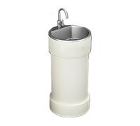 Freestanding Round Base Bathroom Sink, Creative Colorful Commercial Pedestal Basin with Stainless Steel, Metal Painted freestanding Vanity for Indoor and Outdoor(White)