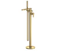 Freestanding Round Bath Shower Mixer Tap - Brushed Brass