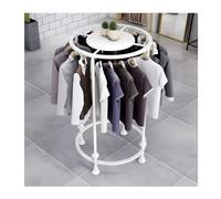 Freestanding Round Clothing Display Rack Commercial Hanging Garment Stand Multi-Purpose Metal Storage Shelf for Retail & Home Use (White)