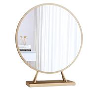 Freestanding Round Mirror with Metal A-Frame Stand for Bathroom, Dressing Table Makeup, Frameless Design(Gold/40cm)