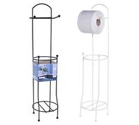 Freestanding Rust Free Metal Toilet Roll Holders - Holds 4 Toilet Paper Rolls - Available in Black and White (Black)