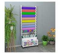 Freestanding Scarf and Ribbon Storage Holder with Partitions, Wrapping Paper Display Stand, Heavy Duty Iron Frame for Florist and Gift Shop