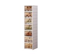 Freestanding Shoe Storage Rack with Lid 7 Tier Stackable Plastic for Entryway No Assembly Needed Versatile Shoe Shelf with 7 Grids for Easy Access