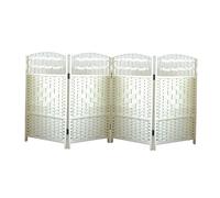 Freestanding Short Room Partition,40x80cm(15.74 X 31.49in) Weave Screen,Folding Decorative Divider,for Office Dormitory Study Room(White,80x40cm-4 panels)