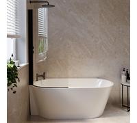 Freestanding Shower Bath Single Ended Left Hand Corner with Black Bath Screen 1600 x 780mm - Cove