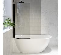 Freestanding Shower Bath Single Ended Left Hand Corner with Black Bath Screen 1650 x 740mm - Lisbon