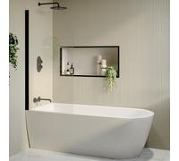 Freestanding Shower Bath Single Ended Left Hand Corner with Black Bath Screen 1800 x 800mm - Amaro