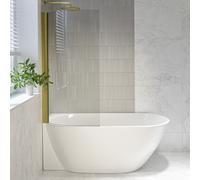 Freestanding Shower Bath Single Ended Left Hand Corner with Brass Bath Screen 1650 x 740mm - Lisbon