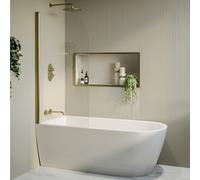 Freestanding Shower Bath Single Ended Left Hand Corner with Brass Bath Screen 1650 x 800mm - Amaro