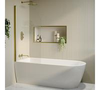 Freestanding Shower Bath Single Ended Left Hand Corner with Brass Bath Screen 1800 x 800mm - Amaro