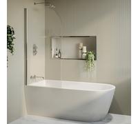 Freestanding Shower Bath Single Ended Left Hand Corner with Chrome Bath Screen 1650 x 800mm - Amaro