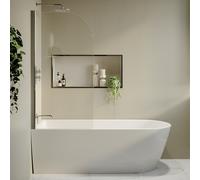 Freestanding Shower Bath Single Ended Left Hand Corner with Chrome Bath Screen 1800 x 800mm - Amaro