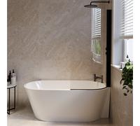 Freestanding Shower Bath Single Ended Right Hand Corner with Black Bath Screen 1600 x 780mm - Cove