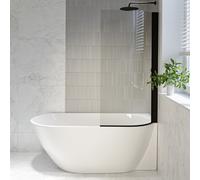 Freestanding Shower Bath Single Ended Right Hand Corner with Black Bath Screen 1650 x 740mm - Lisbon