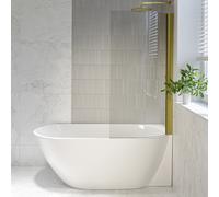 Freestanding Shower Bath Single Ended Right Hand Corner with Brass Bath Screen 1650 x 740mm - Lisbon
