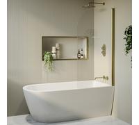 Freestanding Shower Bath Single Ended Right Hand Corner with Brass Bath Screen 1650 x 800mm - Amaro