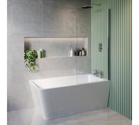Freestanding Shower Bath Single Ended Right Hand Corner with Chrome Bath Screen 1500 x 740mm - Kona