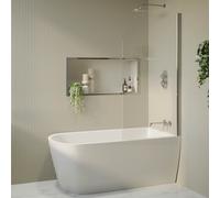 Freestanding Shower Bath Single Ended Right Hand Corner with Chrome Bath Screen 1500 x 800mm - Amaro