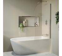 Freestanding Shower Bath Single Ended Right Hand Corner with Chrome Bath Screen 1650 x 800mm - Amaro