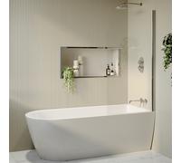 Freestanding Shower Bath Single Ended Right Hand Corner with Chrome Bath Screen 1800 x 800mm - Amaro