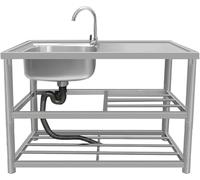 Freestanding Single Bowl Utility Sink, Stainless Steel Kitchen Sink Portable Single Bowl Free Standing 80-120cm Multiple Types(Type A-1,120x45x80cm)