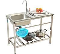 Freestanding Single Bowl Utility Sink, Stainless Steel Utility Sink Free Standing Single Bowl with Faucet Storage Multiple Sizes(85 * 50 * 75cm/33 * 19 * 29in)