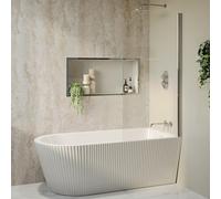 Amaro Freestanding Single-Ended Right-Hand Fluted Corner Bath 1650 x 800 mm Brushed Brass Screen