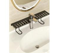 Freestanding sink organizer shelf, over-the-faucet shelf, bathroom vanity top shelf, tool-free kitchen sink organizer with drain (Black, 50 cm/19.7 in)