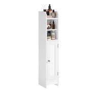 Freestanding Slim Bathroom Cabinet with Door and Shelves, Cloud White / 20 x 18 x 92 cm