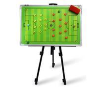 Freestanding Soccer Tactics Whiteboard with Adjustable Tripod Stand, Striped Turf Magnetic Full Field Football Coaching Board Complete Kit