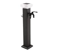 Freestanding Solar Garden Water Column with Faucet, 32in Outdoor Antifreeze Hose Stand, Decorative Fountain Water Dispenser Hydrant (Black) - Ideal for Backyard and Patio