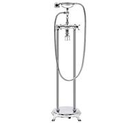 Freestanding Stainless Steel Bath Faucet 39" Silver with Hand Shower and 150cm Hose, Bath Faucet with Bath Spout, Filler Faucet, Diverter